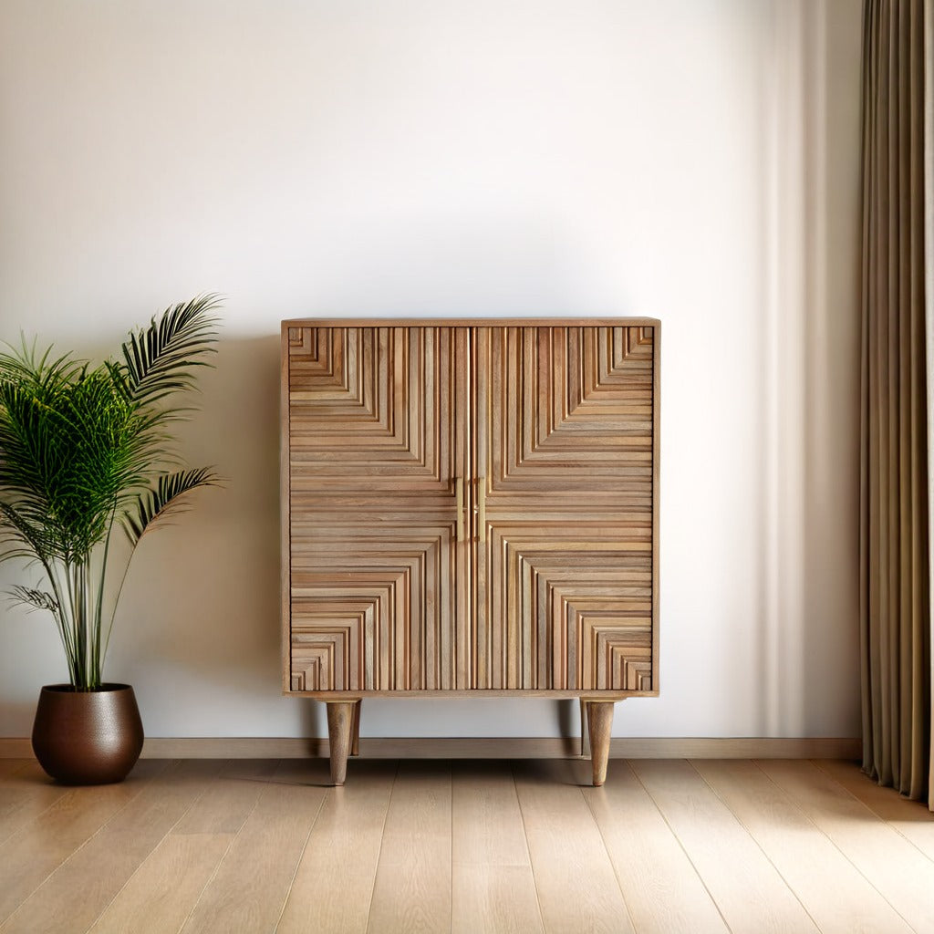 Handmade Wooden Small Cabinet – Bone Inlay Arts