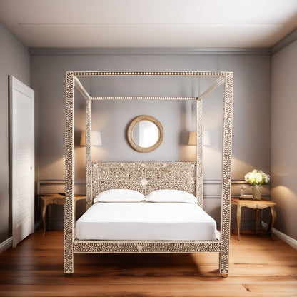 Bone Inlay Four Poster Bed head