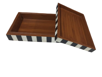 Handmade Black & White Bone Inlay Multipurpose Jewelry Box