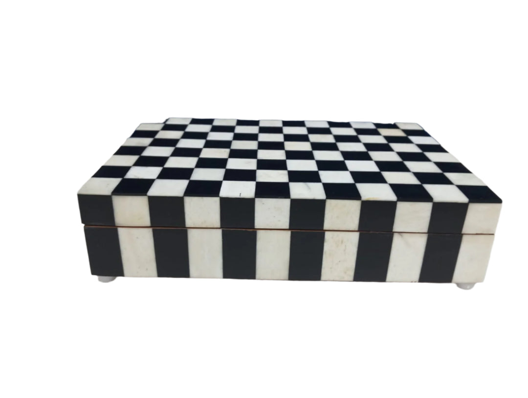 Handmade Black & White Bone Inlay Multipurpose Jewelry Box
