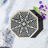 Handmade Bone Inlay Octagonal Serving Tray – Customizable Luxury Home Decor.
