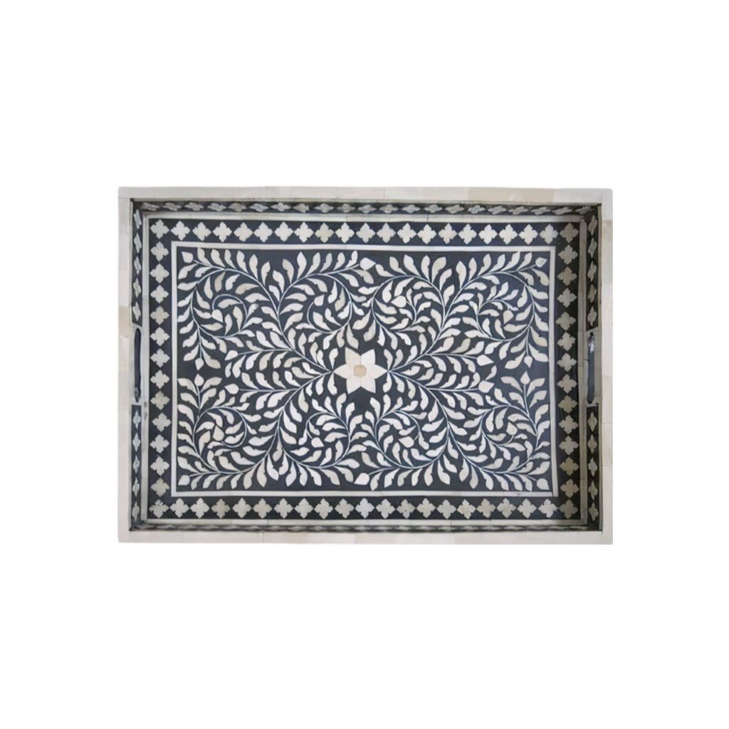 Bone Inlay Tray in  Floral pattern Tray Design