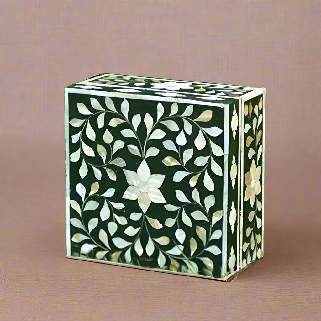 Customized Handmade  Mother of Pearl Floral Pattern Jewelry Box