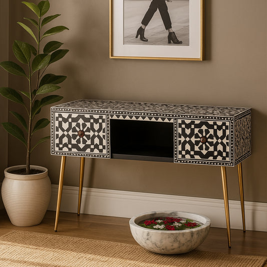 Customized Handmade Bone Inlay Moroccan Pattern Console Table