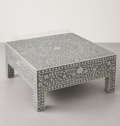 Beautiful Handcrafted Bone Inlay Coffee Table – Grey