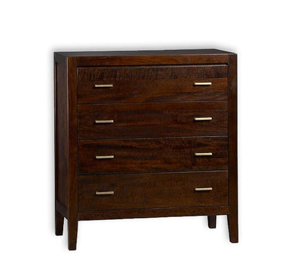 Solid Wood 4-Drawer Chest – Rich Walnut Finish | 46W x 91L x 102H cm