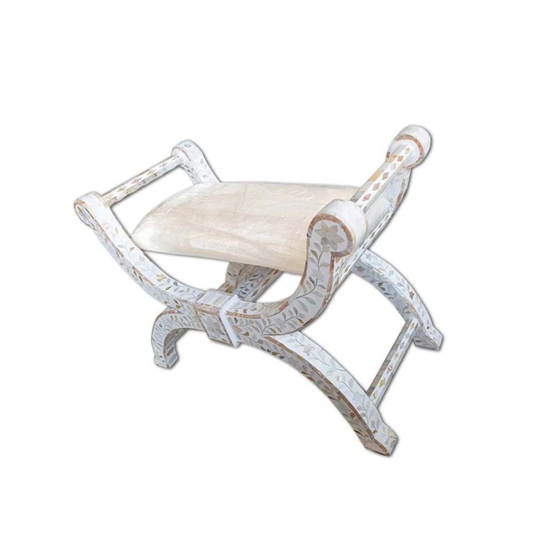 Handmade Customized Mother of Pearl Floral Pattern Stool
