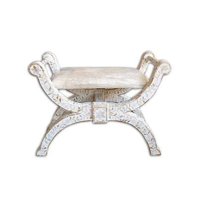 Handmade Customized Mother of Pearl Floral Pattern Stool