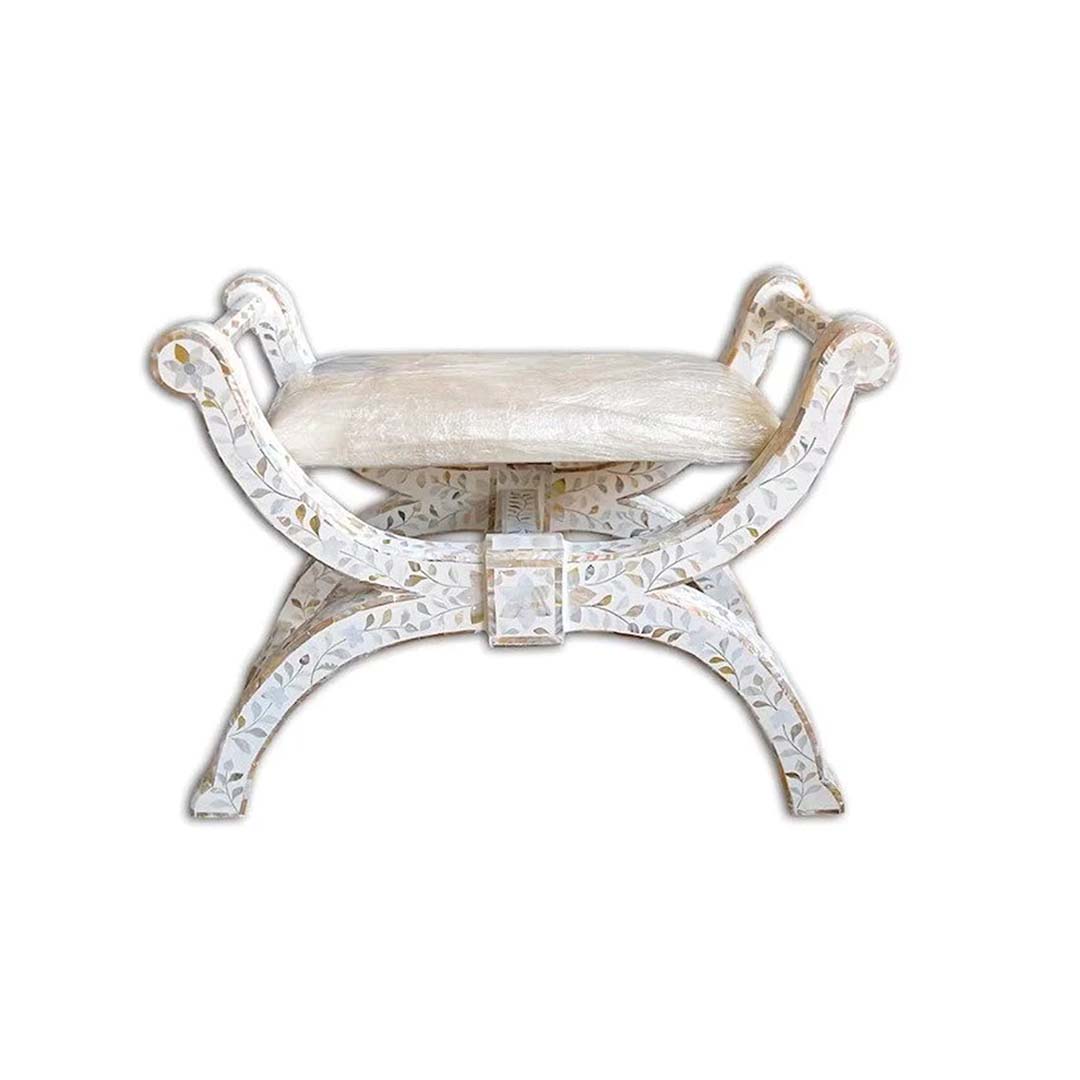 Handmade Customized Mother of Pearl Floral Pattern Stool