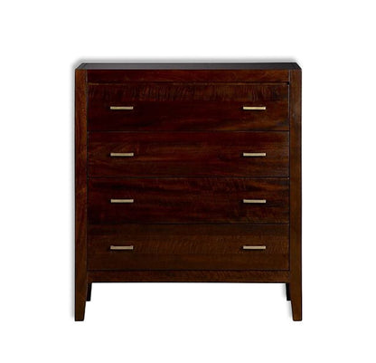 Solid Wood 4-Drawer Chest – Rich Walnut Finish | 46W x 91L x 102H cm