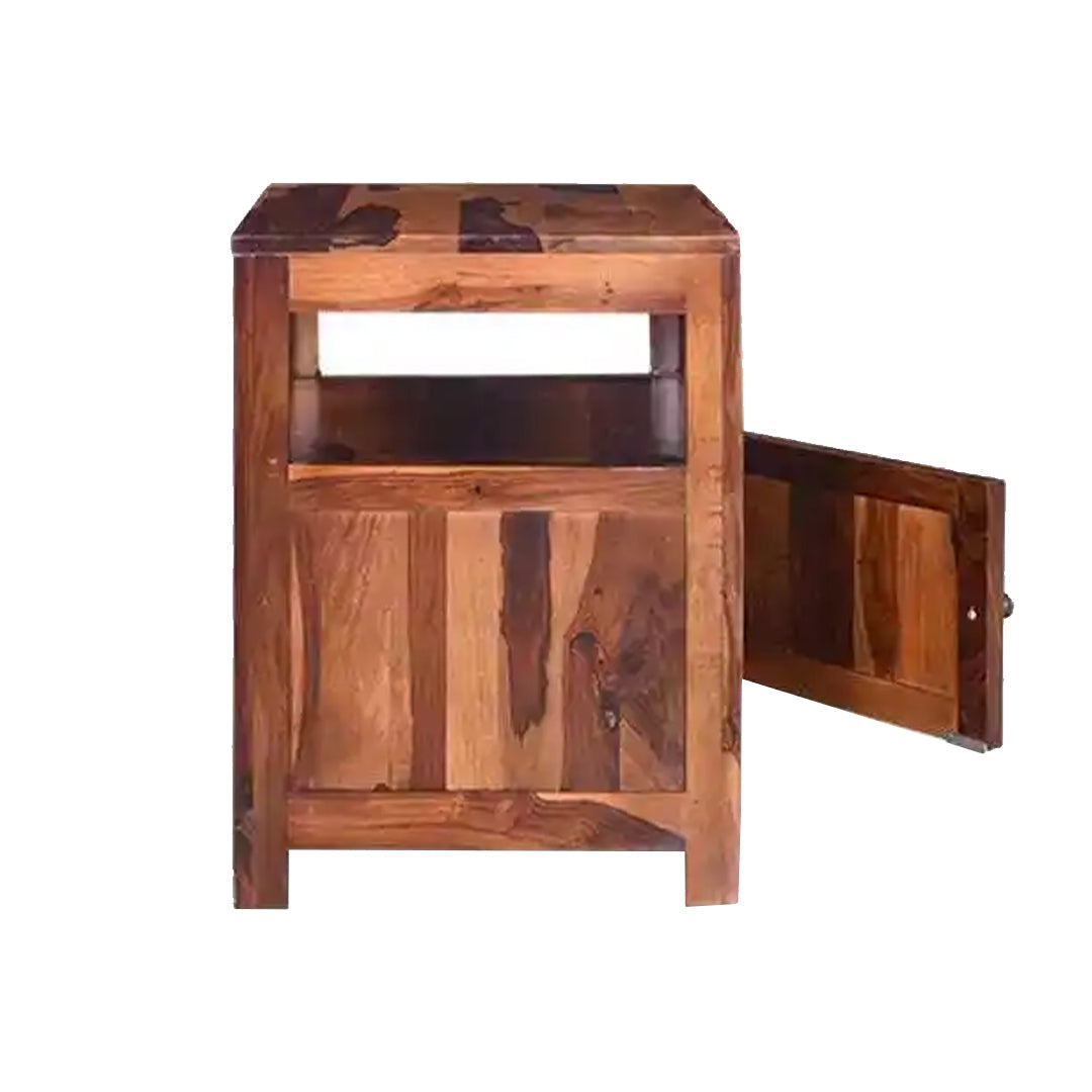 wooden bedside table with one door , best for home decor , unique bedside