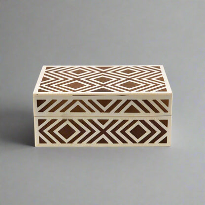 Bone Inlay Geometric Pattern Jewelry Box
