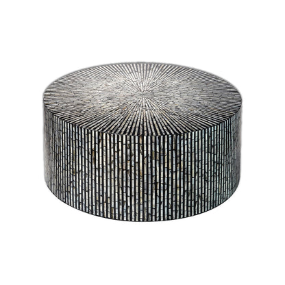 Handmade Customized Mother of Pearl Round Coffee Table- Strip