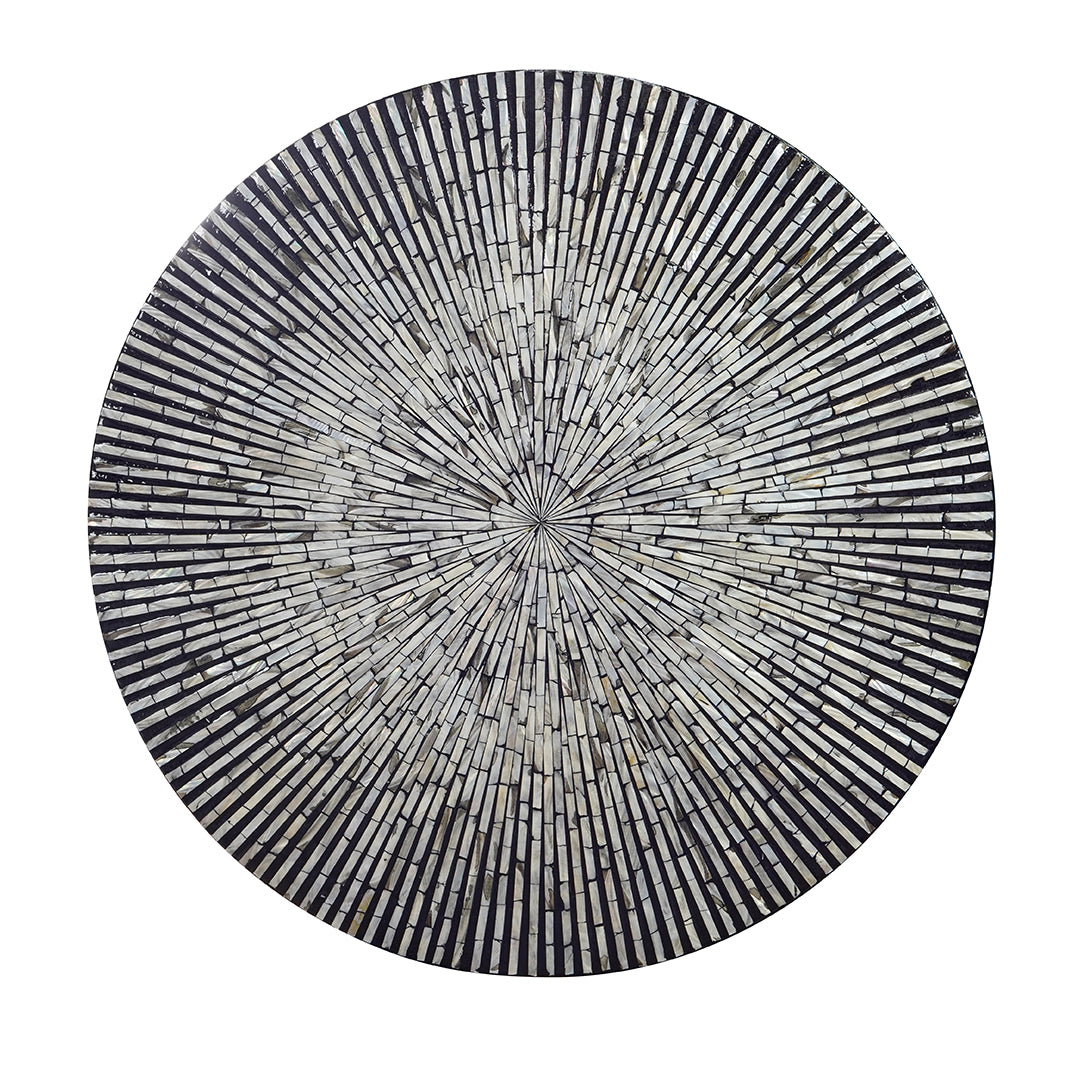 Handmade Customized Mother of Pearl Round Coffee Table- Strip