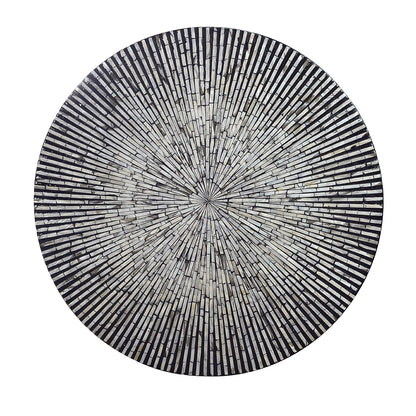 Handmade Customized Mother of Pearl Round Coffee Table- Strip
