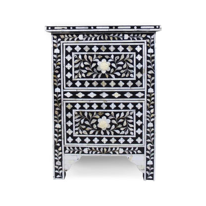Close-Up of Black Mother of Pearl Floral Inlay Pattern