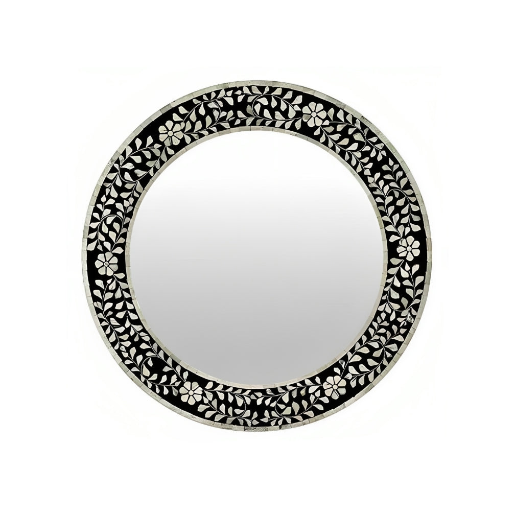 Handmade Customized Bone Inlay Round Mirror Frame