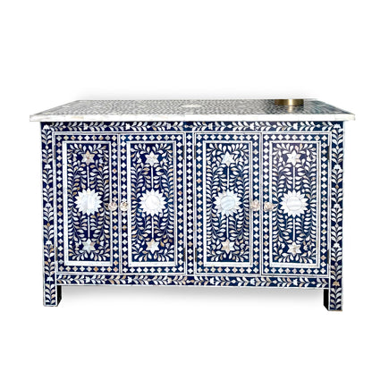 MOTHER OF PEARL CHEST OF DRAWER/ SIDEBOARD - FLORAL( Indigo)