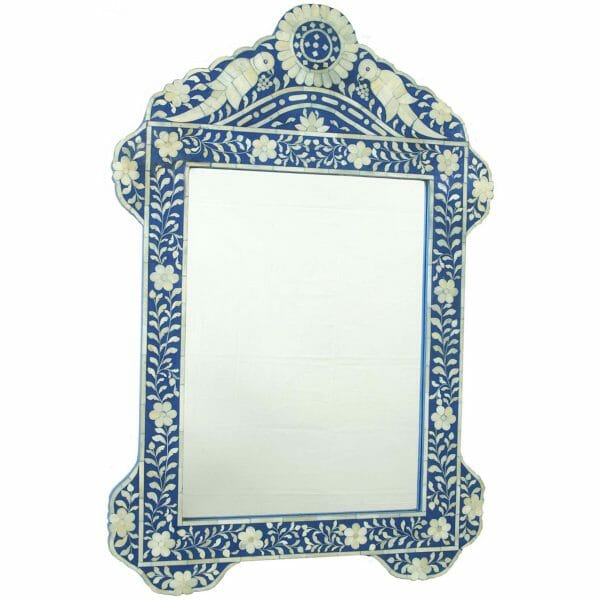 Handmade Customized Blue Bird Bone Inlay Mirror