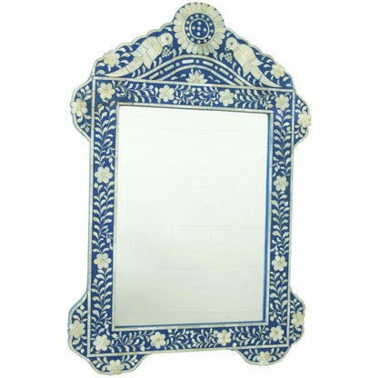 Handmade Customized Blue Bird Bone Inlay Mirror