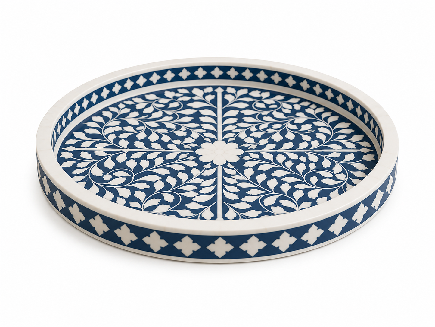 Handmade  Bone Inlay Floral pattren Serving Tray Handmade Indian Art