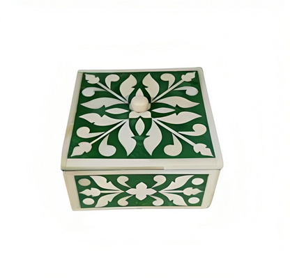 Beautifully Hand Crafted Bone Inlay Green Coaster Set Ready to Ship Perfect gift for loved ones
