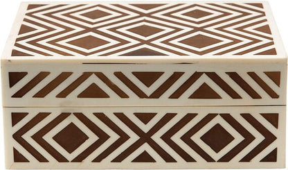 Bone Inlay Geometric Pattern Jewelry Box