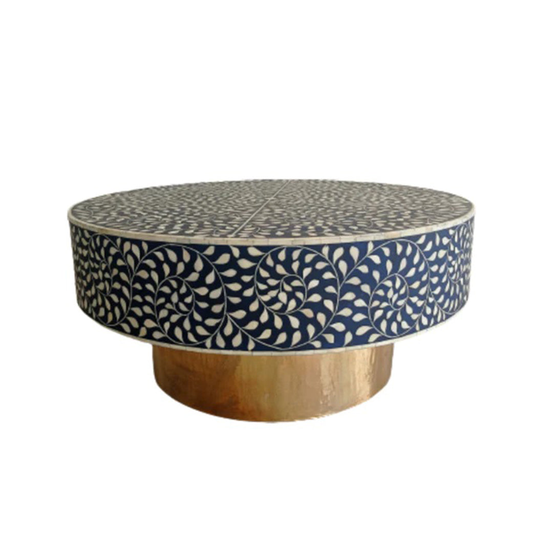 Handmade Customized Bone Inlay Round Coffee table