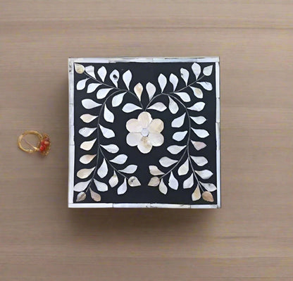 Black mother of pearl vintage personalized jewelry box for women