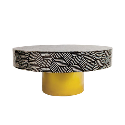 Handmade  Mother of Pearl Round Coffee Table- Geometric