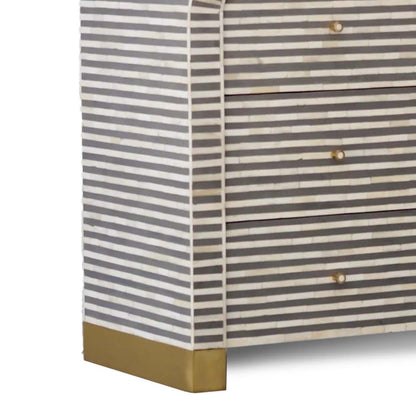 Grey Bone Inlay Curved 4-Drawer Chest