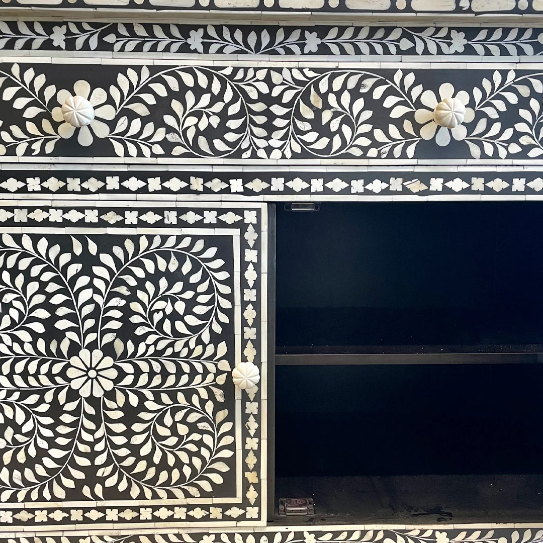 Bone Inlay Chest of Drawers/ Sideboard-Floral