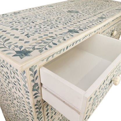 Bone Inlay Chest Of 4 Drawers, Floral Pattern