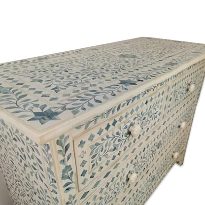 Bone Inlay Chest Of 4 Drawers, Floral Pattern