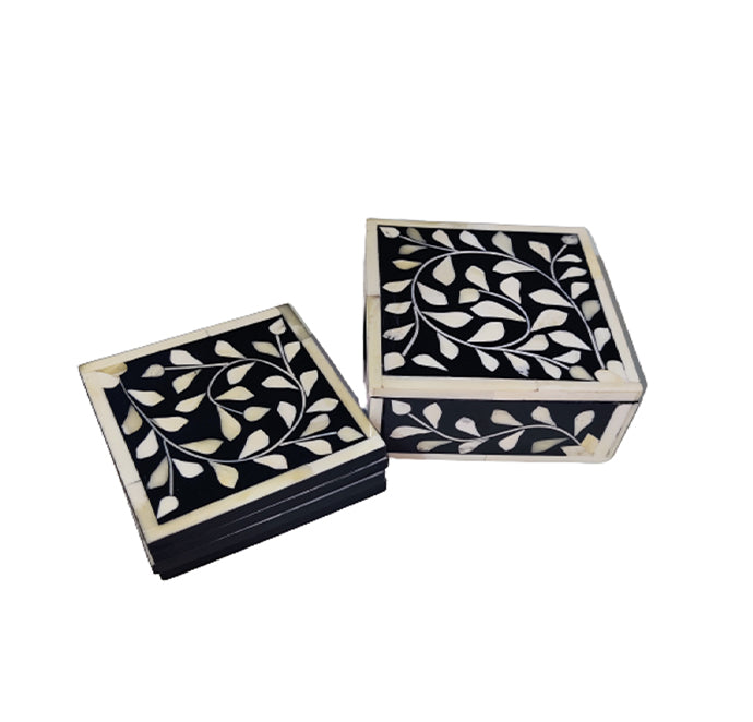Beautifully Hand Crafted bone inlay Coaster Set Perfect gift for loved ones