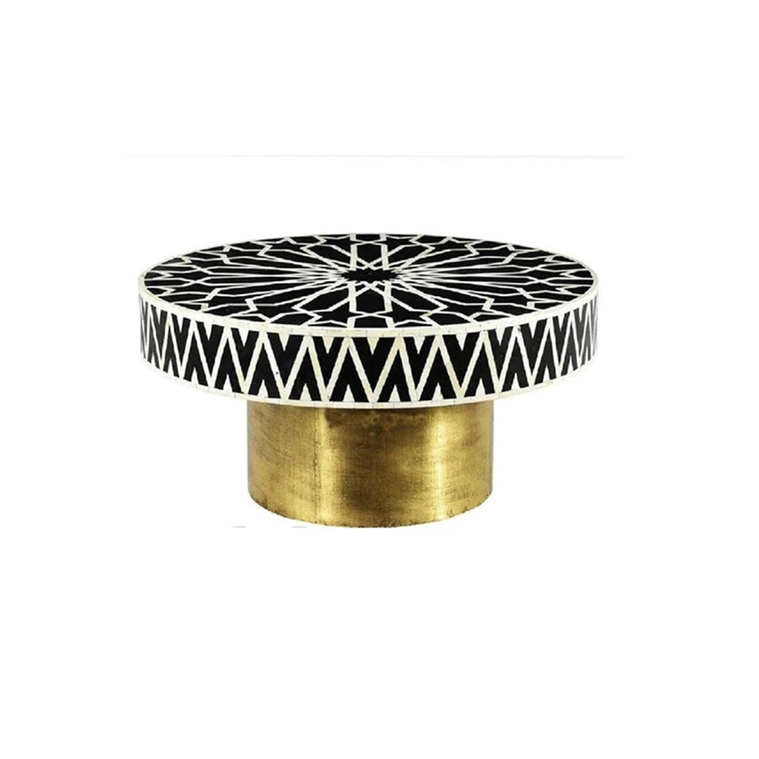 Geometric Moroccan Black Bone Inlay Coffee Table