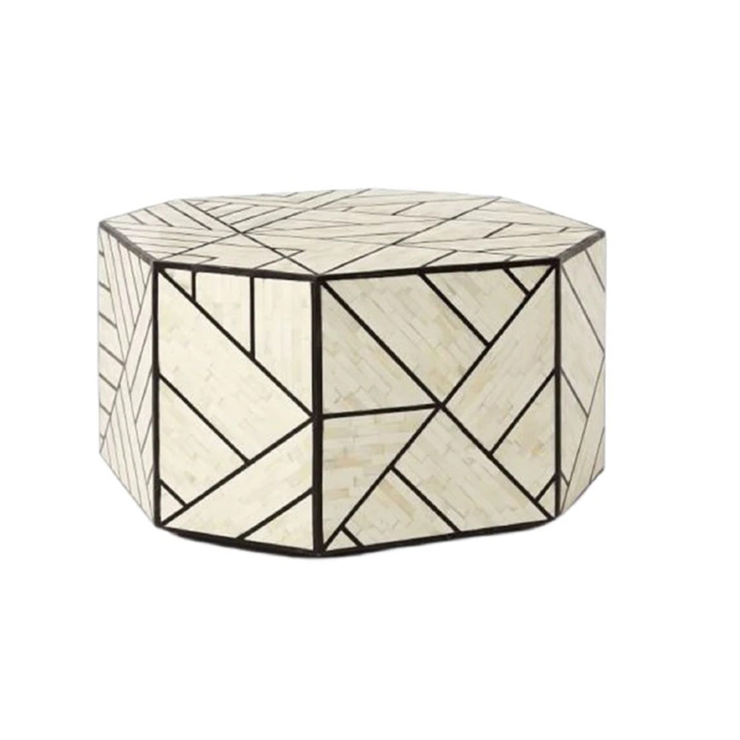 Bone Inlay Geometric Antique Vintage Octagonal Coffee table for home