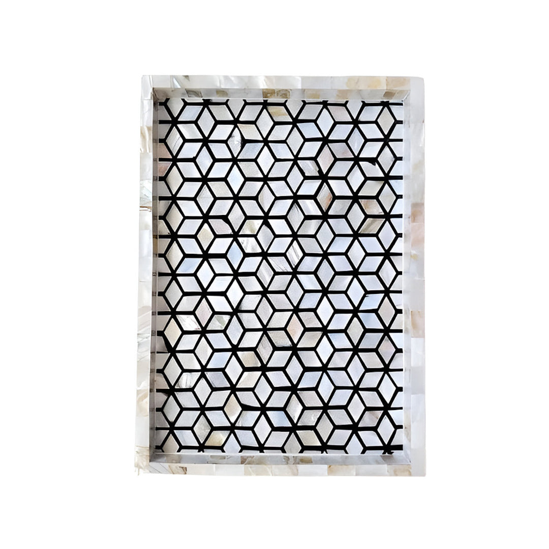 Handcrafted Mother of Pearl Inlay Rectangular Tray