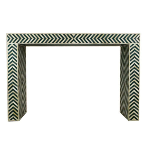 Handmade Customized Bone Inlay Chevron Pattern Console