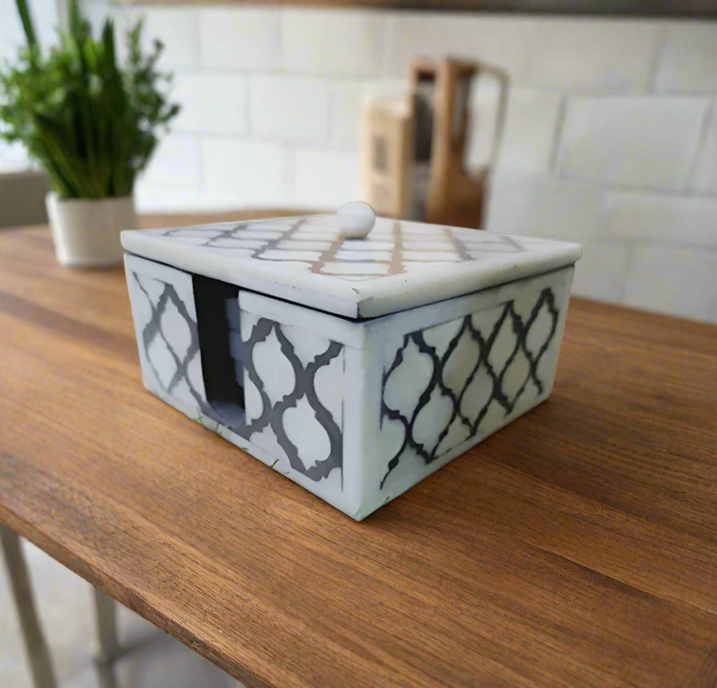 Beautifully Hand Crafted Bone Inlay Coaster Set Ready to Ship Best gift for loved ones