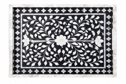 Decorative mother of pearl tray with botanical pattern