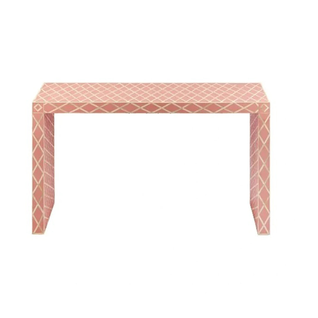 HANDMADE PINK BONE INLAY CONSOLE TABLE IN DIAMOND CUT DESIGN FOR BEAUTIFUL HOME AND OFFICE DECOR