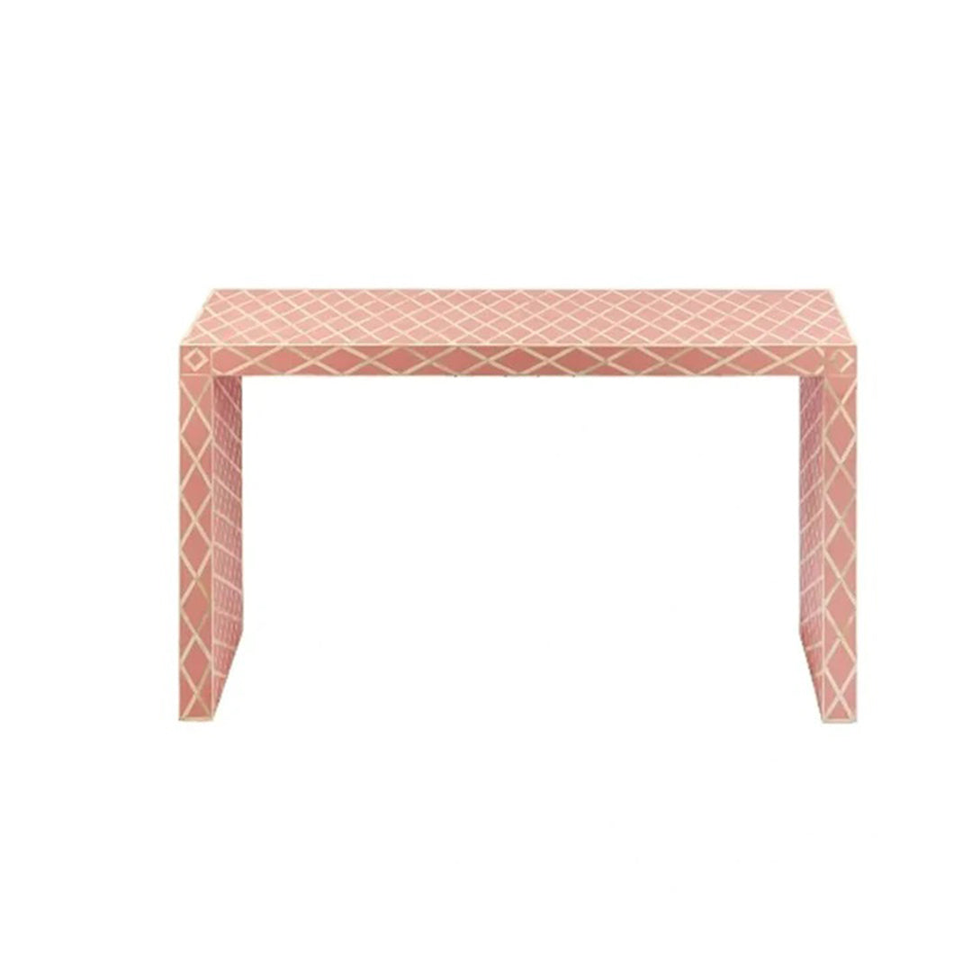 HANDMADE PINK BONE INLAY CONSOLE TABLE IN DIAMOND CUT DESIGN FOR BEAUTIFUL HOME AND OFFICE DECOR