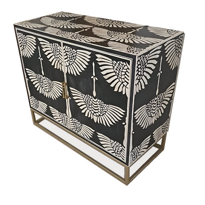 Feather Pattern Black Bone Inlay Chest of Drawers