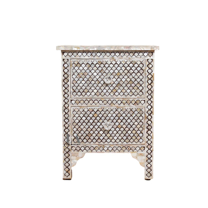 HANDMADE  CUSTOMIZED MOTHER OF PEARL FISH SCALE PATTREN BEDSIDE TABLE