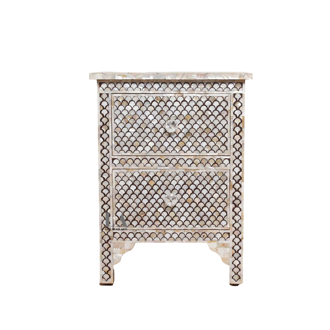 HANDMADE  CUSTOMIZED MOTHER OF PEARL FISH SCALE PATTREN BEDSIDE TABLE