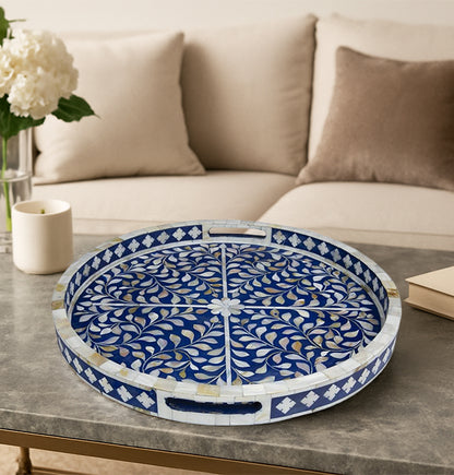 Handmade Customized Mother of Pearl Round Serving Tray