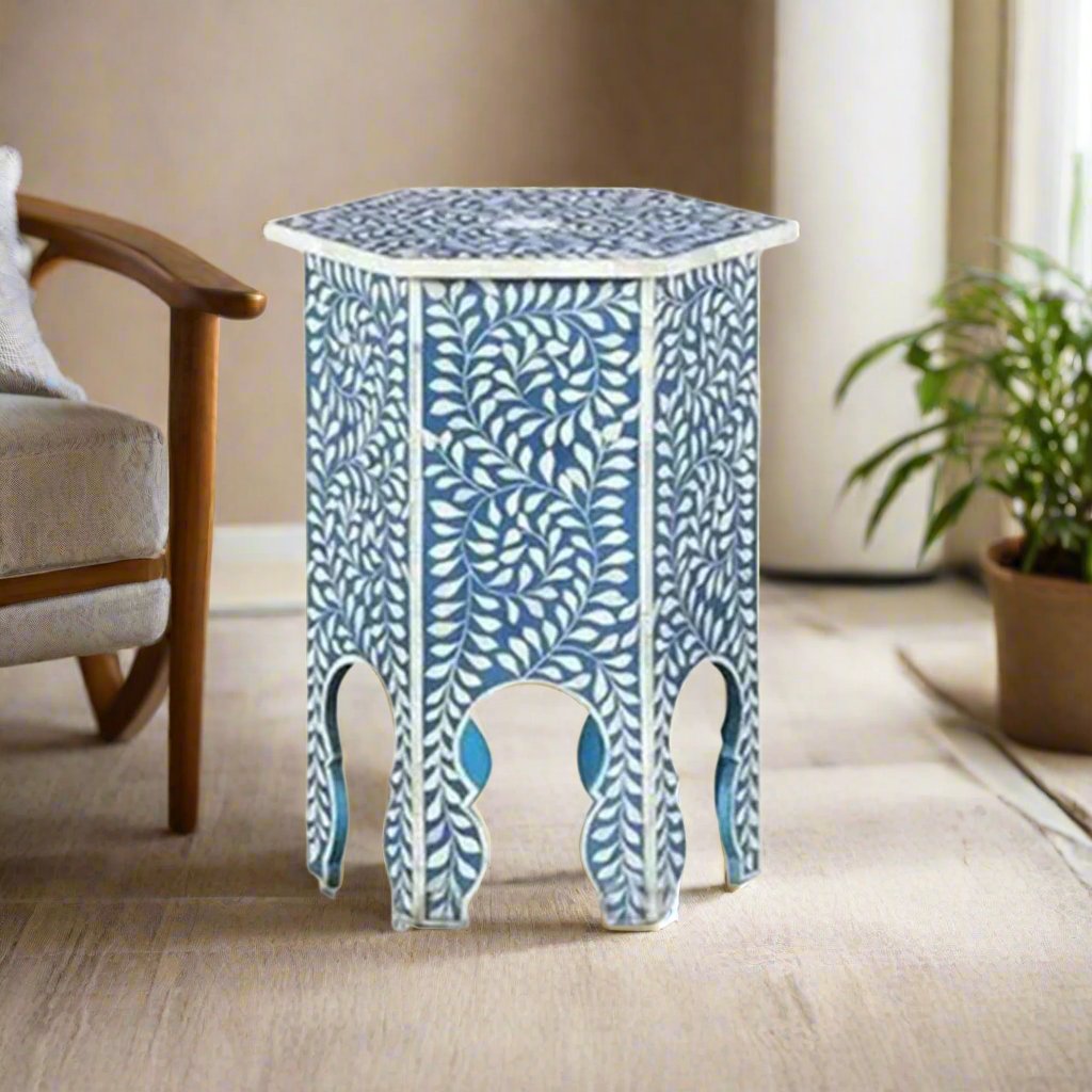 Indian Bone Inlay Wooden Handmade antique Vintage Modern Stool coffee table