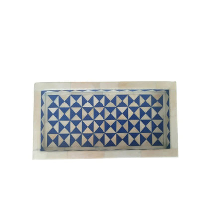 Handmade Geometric Bone Inlay Small Tray for Vanity & Decor