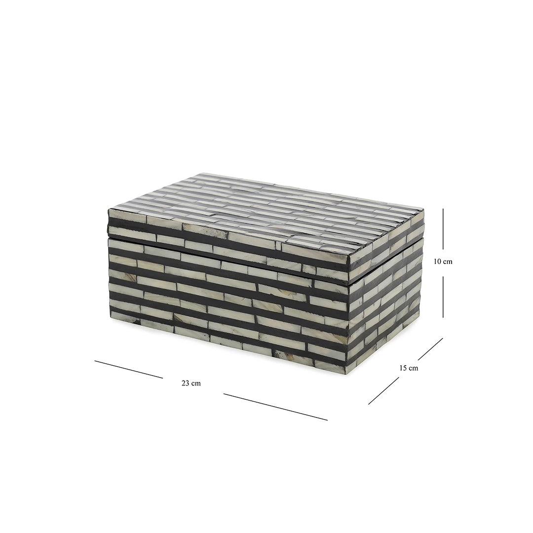 Customized Handmade Mother Of Pearl Inlay Strip Pattern Jewelry Box